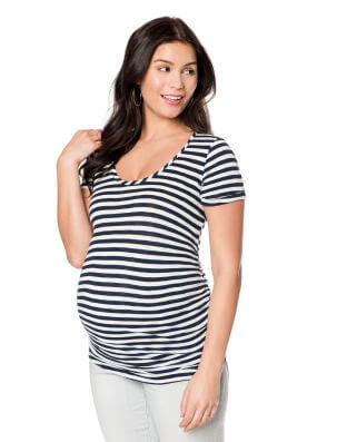 Destination Maternity | Short Sleeve Scoop Neck Cuffed Maternity T-Shirt